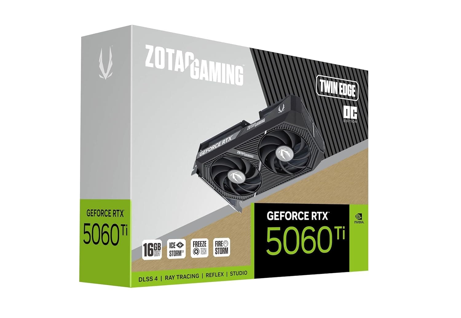 ZOTAC Gaming Geforce RTX 5060 Ti Twin Edge OC Graphics Card - Black | 16 GB | DLSS 4 | GDDR7 | Icestorm 2.0 Advanced Cooling | Dual Fan | ZT-B50620H-10M | Only Graphics Card with 5 Year Warranty