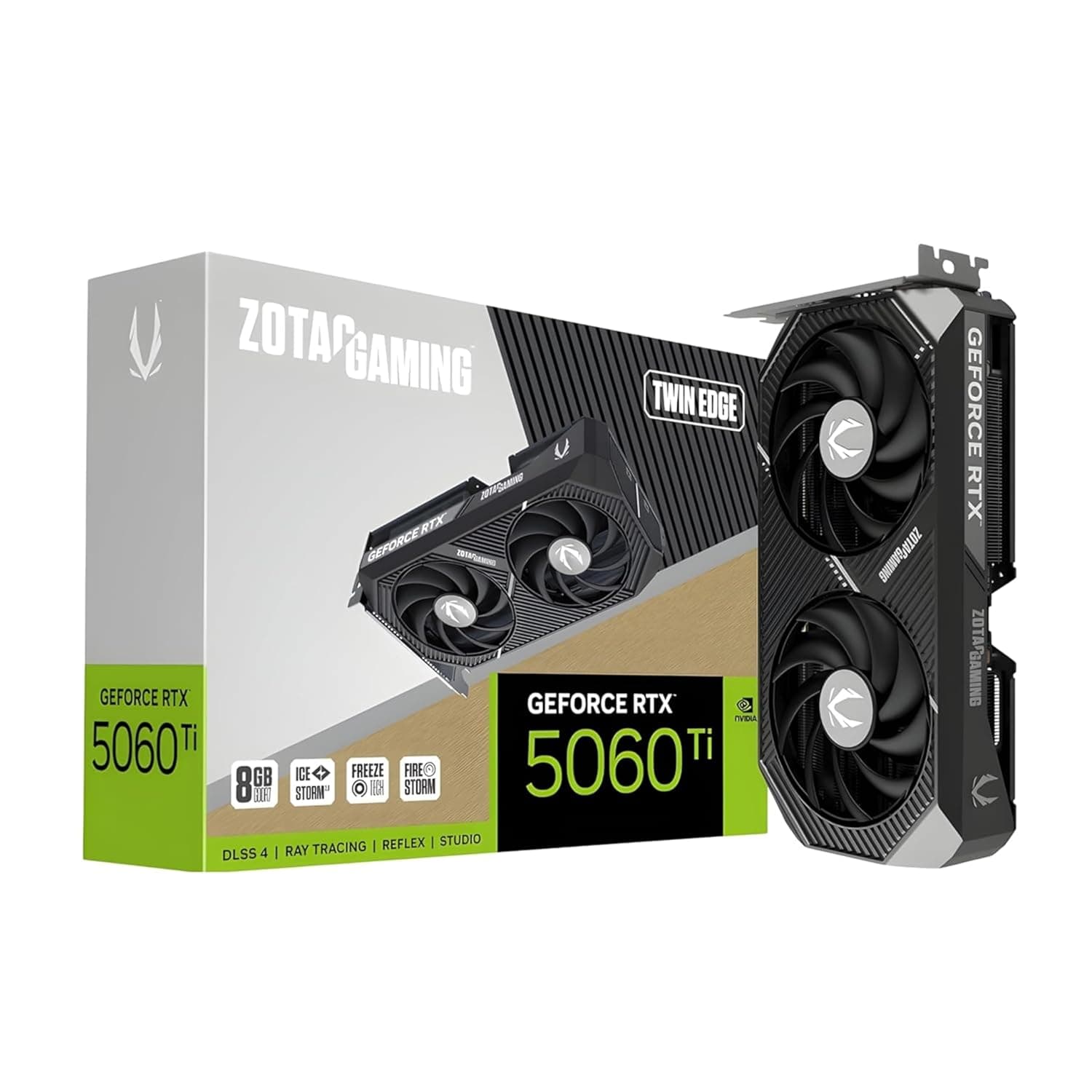 ZOTAC Gaming Geforce RTX 5060 Ti Twin Edge Graphics Card - Black | 8 GB | DLSS 4 | GDDR7 | Icestorm 2.0 Advanced Cooling | Dual Fan | ZT-B50610E-10M | Only Graphics Card with 5 Year Warranty