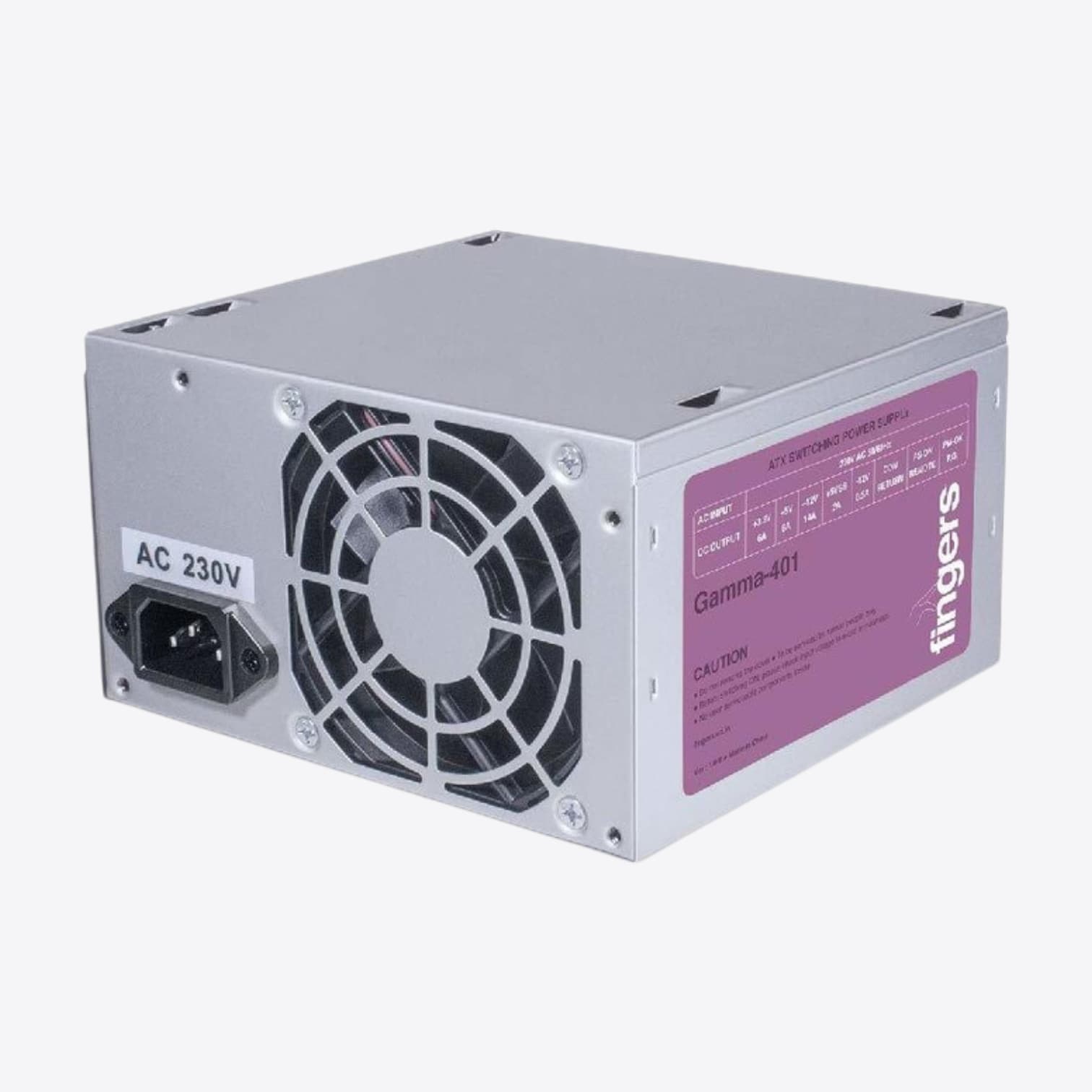 FINGERS Gamma‑401 SMPS 200W Power Supply (High‑Efficiency PSU with Active Protection, 8 cm Cooling Fan, 3 SATA Connectors)